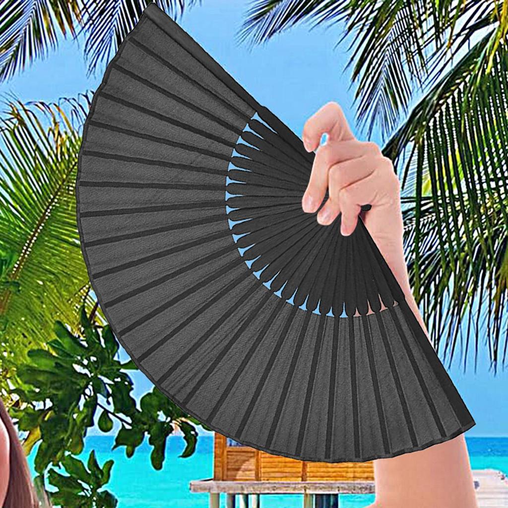 Folding Hand Fan Black Folding Fan Black Bamboo Silk Ladies Handheld Folding Fan Portable Black Silk Hand Fan Home Decor Gift