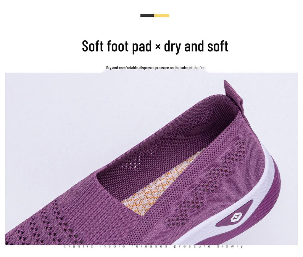 Women's Flyknit Breathable Casual Flat Shoes - Large Size Versatile Solid Color