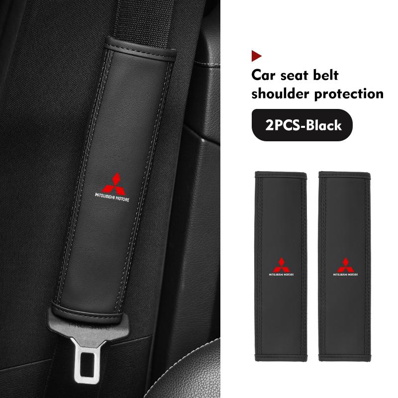 Car Logo Seat Belt Cover Shoulder Strap Protector Pads Interior Accessories For Mitsubishi Outlander Pajero Sport Lancer EX ASX
