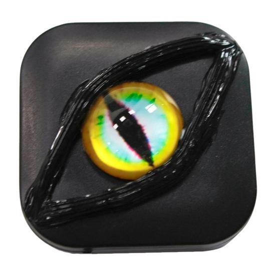 Creepy Eye Contact Lens Case Double Compartments Lens Holder with Mirror Tweezers Portable Storage Box for Makeup & Cosplay Accessories