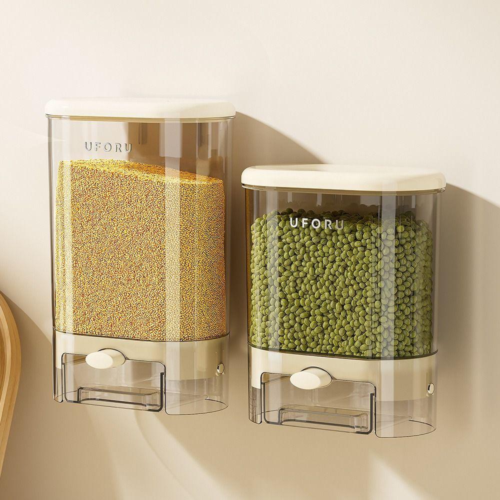 Plastic Sealed Rice Dispenser Wall Mounted Rice Dispenser Tank  Kitchen Accessories