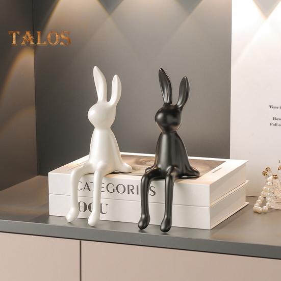 Ceramic Bunny Figurine Sitting Rabbit Sculpture Minimalist Bunny Statue for Counter Desk Bookshelf Home Bar Office Decoration