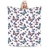 Schmetterlingsmuster Decke Fleece Druck Bunte Schmetterlinge Atmungsaktiv Warm Überwurfdecke für Sofa Reise Teppichstück
