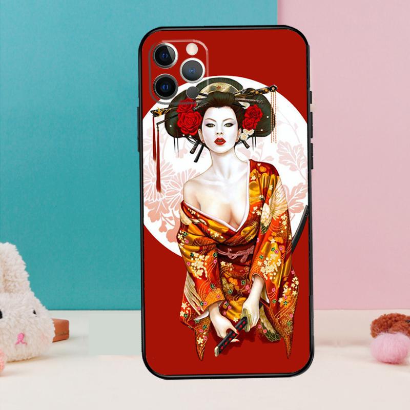 Japanese Geisha Phone Case For iPhone 17 Air 16 15 13 12 11 14 Pro Max 12 13 mini 15 16 Plus 16e Cover Coque