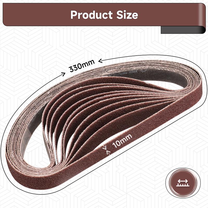 30pcs 10x330mm Sanding Belts60/80/100/120/240 Mix Grit Sander Abrasive Belt Tool for Metal Wood Furniture Grinding Polishing