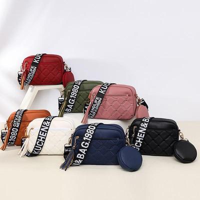 Women's Fashion Bags Embroidery PU Leather Women Square Handbags Brand Designer Zipper Female Cross Body Bags KTB