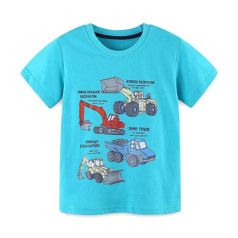 European & American Style Toddler Boys  Cartoon Print Round Neck T-shirt - Summer 26 New Arrivals 6Y