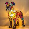 Colorful Resin Animal Desk Lamp, Cute Puppy & Cat Themed Tabletop Decor, Stained Art Desk Lamp with Warm Ambient Glow, Fun Gift for Pet Lovers, Kids,