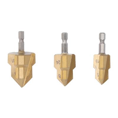 3PCS Set Pipe Reaming Drill Bit Set Hex Shank PPR High Speed Steel Pipe Reamer Bit