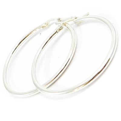 [I4035] - Silver Hoop Earrings 'Choréographie' (rhodium-plated) - 4 Cm 2 Mm