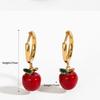 Cute Fashion Plated Titanium Steel 3D Drip Oil Apple Necklace Earrings Fruit Series Accessories Red Apple Pendant Necklace Jewel