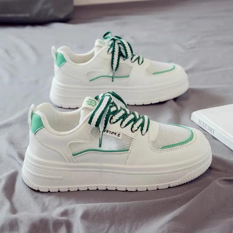 Dámské prodyšné bílé boty Ležérní pohodlné tenisky Venkovní lehké sportovní boty na chůzi bílé se silnou podrážkou Nazouvací tenisky