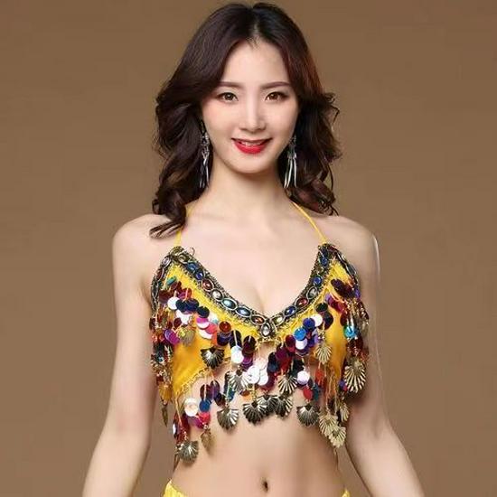 

Комплект костюмов для танца живота: Летний сексуальный индийский танцевальный бюстгальтер и юбка для женщин для тренировок и выступлений Medium