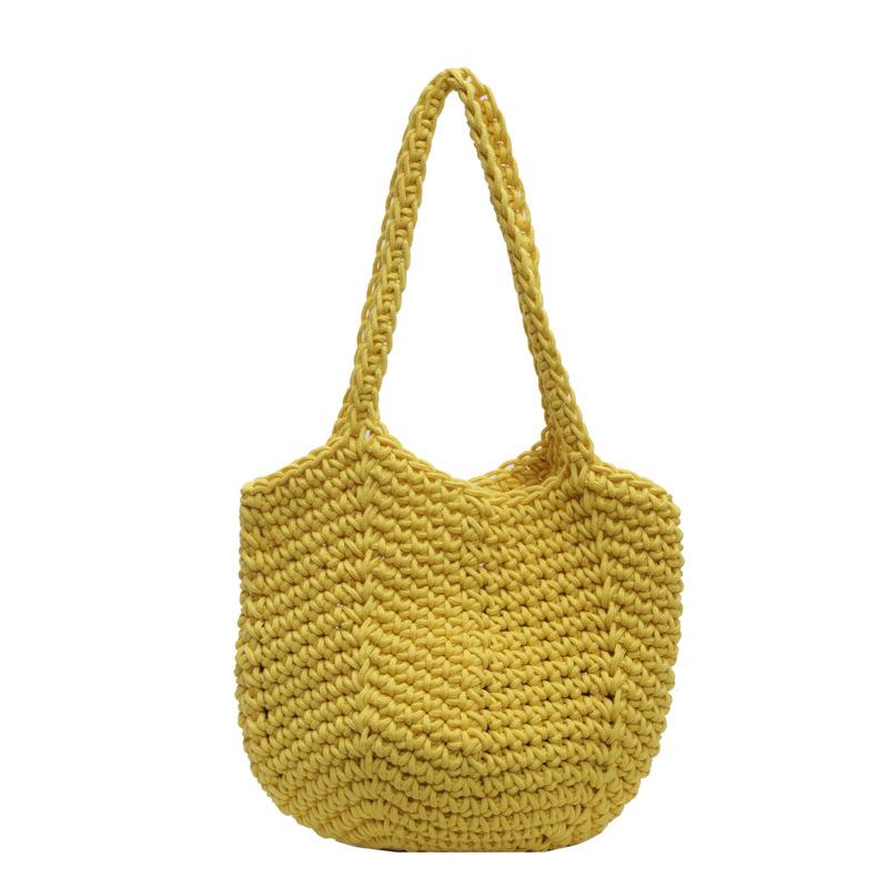 

Соломенная плетеная сумка женская большая вместимость 2024 новая летняя сумка для отдыха на плече портативная сумка для пляжа на берегу моря жёлтый