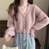 Women's Lazy Korean-Style Loose Short Slimming Autumn Winter Cardigan Sweater Coat Outerwear Long Sleeve Knit Top