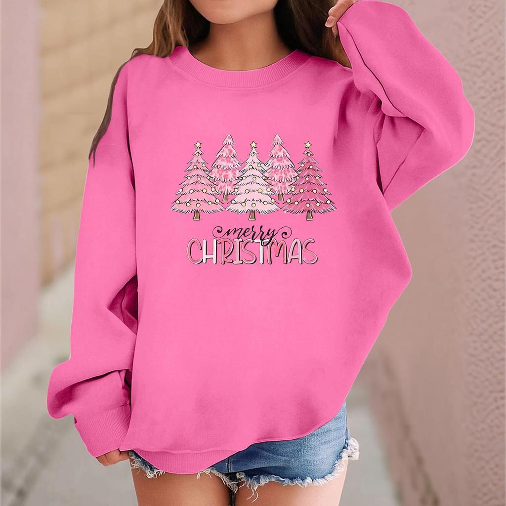 Children's Fashionable Casual Long-sleeved Loose Christmas Print Pullover Sweatshirt