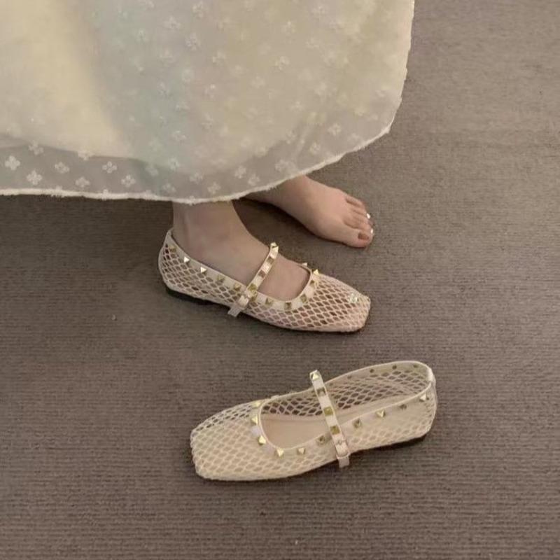 

Модные сетчатые дышащие туфли Мэри Джейн на плоской мягкой подошве с ремешком, женские туфли в новом зарубежном стиле, нишевые, универсальные, с модными стразами 40