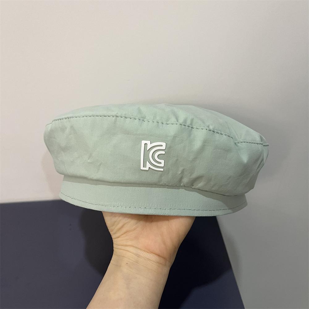 

Маленький свежий берет с надписью, детский, весенне-летний, тонкий, дышащий, конфетного цвета, повседневный, универсальный, шляпа художника, тренд Adult (56-58cm) мятный зеленый