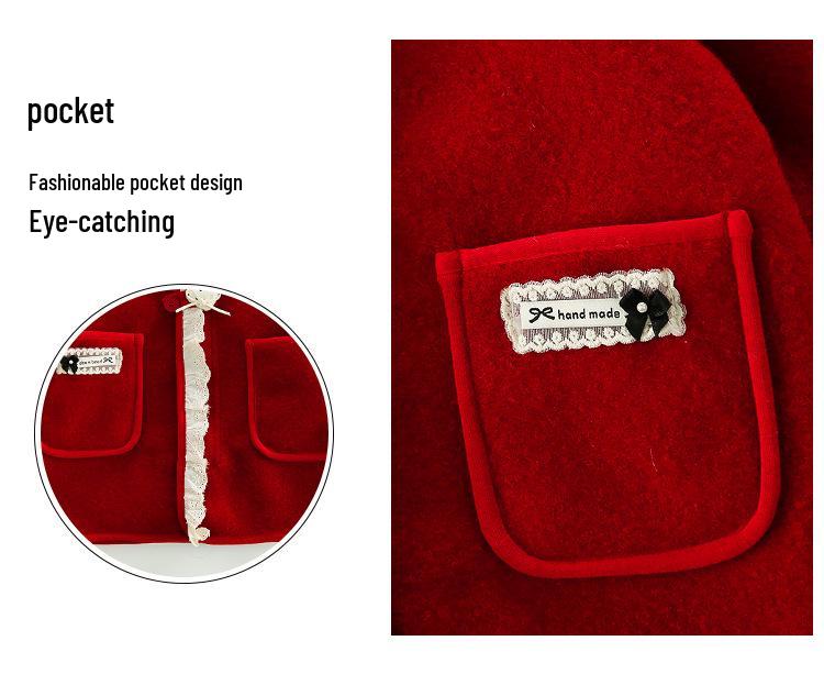 2025 Girls' Fleece Hooded Winter Woolen Coat - Fashionable & Stylish