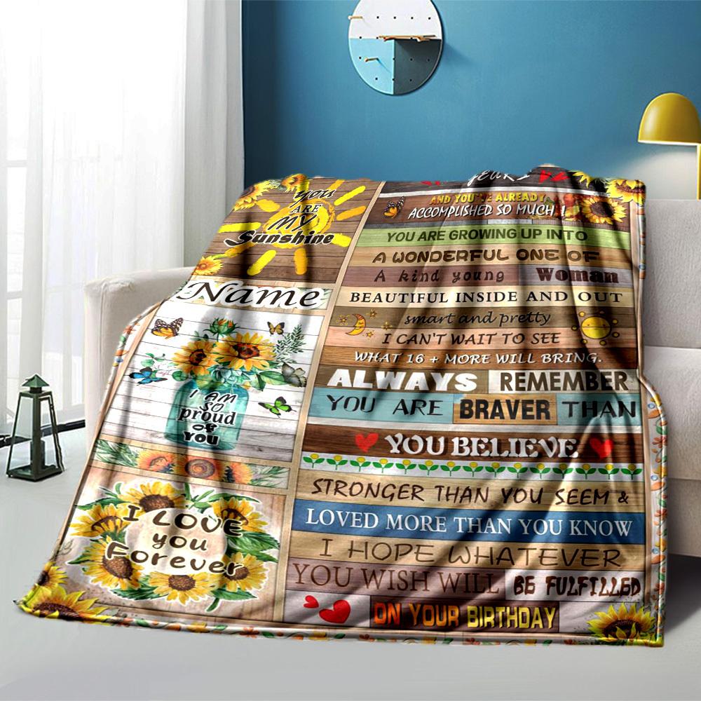 Personalized Birthday Gift For Her You Are My Sunshine Home Customize Your Name Blankets Soft Cozy Lightweight Allseason Multipurpose Blanket Suitable