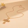 PuRui Creative Gold Color Cross Pendant Necklace for Women Fashion Gothic Fine Long Chain Banquet Party Aesthetic Zircon Gift