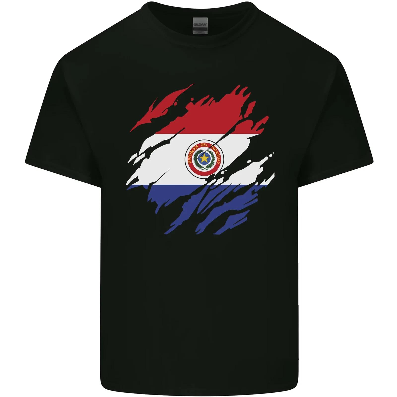 Torn Paraguay Flag Paraguayan Day Football Kids T-Shirt Childrens L