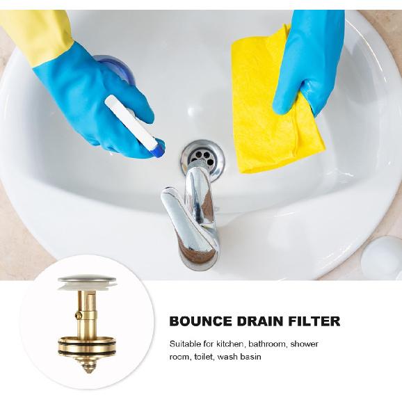 Gadpiparty 2 Pcs Bounce Drain Filter Sink Core Strainer for Bathroom and Kitchen Wash Basin Plug Prevent Hair Residue Blockage 2.36X2.75 Inch