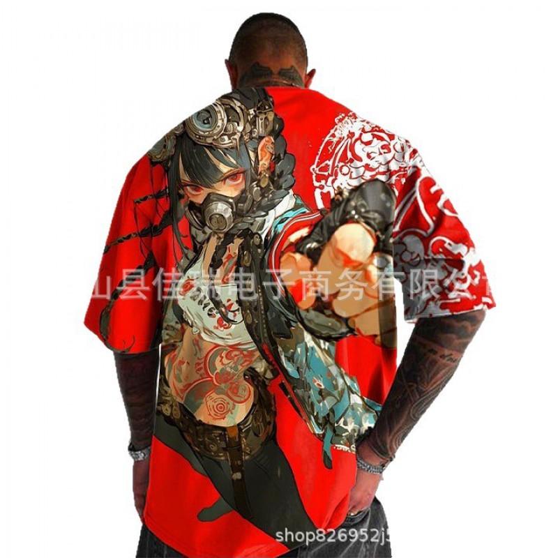 Mens Loose Fit Short Sleeve T-Shirt With 3D Digital Print Breathable Cotton Blend Sports Casual Wear
