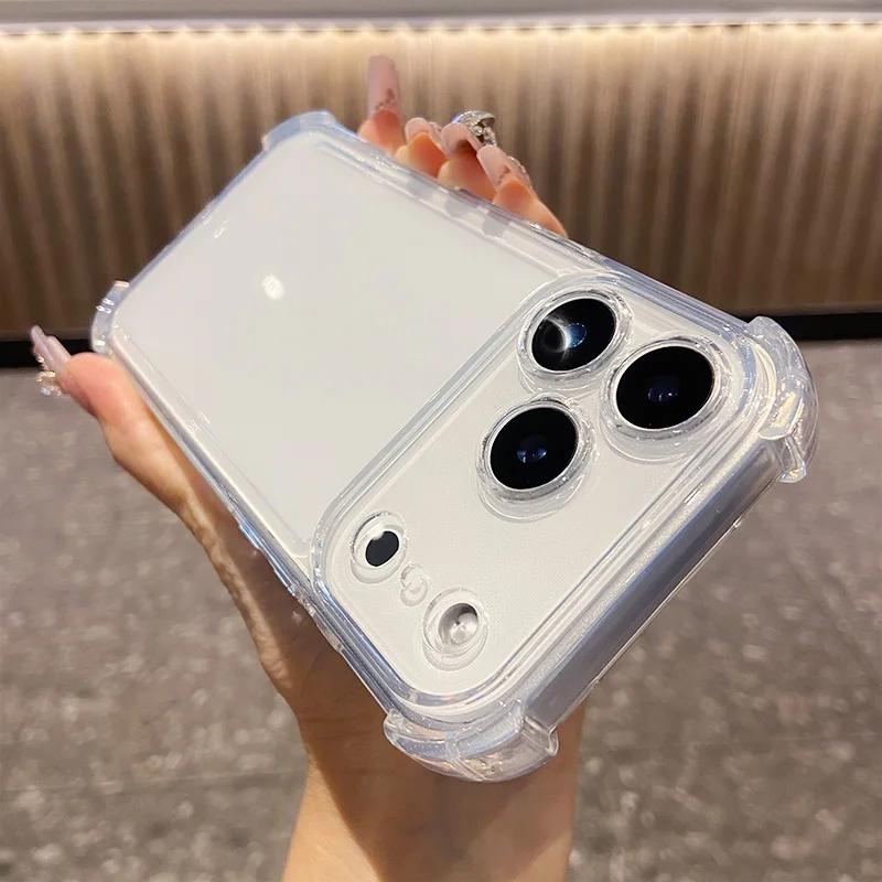Luxury Shockproof Transparent Phone Case For 17 Air 16 15 14 13 12 11 Pro Max 16E 7 8 Plus X XS XR SE2 Bumper Cases Cover