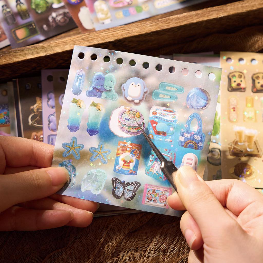 50pcs Vintage Spiral-Bound Sticker Book, Japanese Vintage Die-Cuts, DIY Journal Collage Supplies"