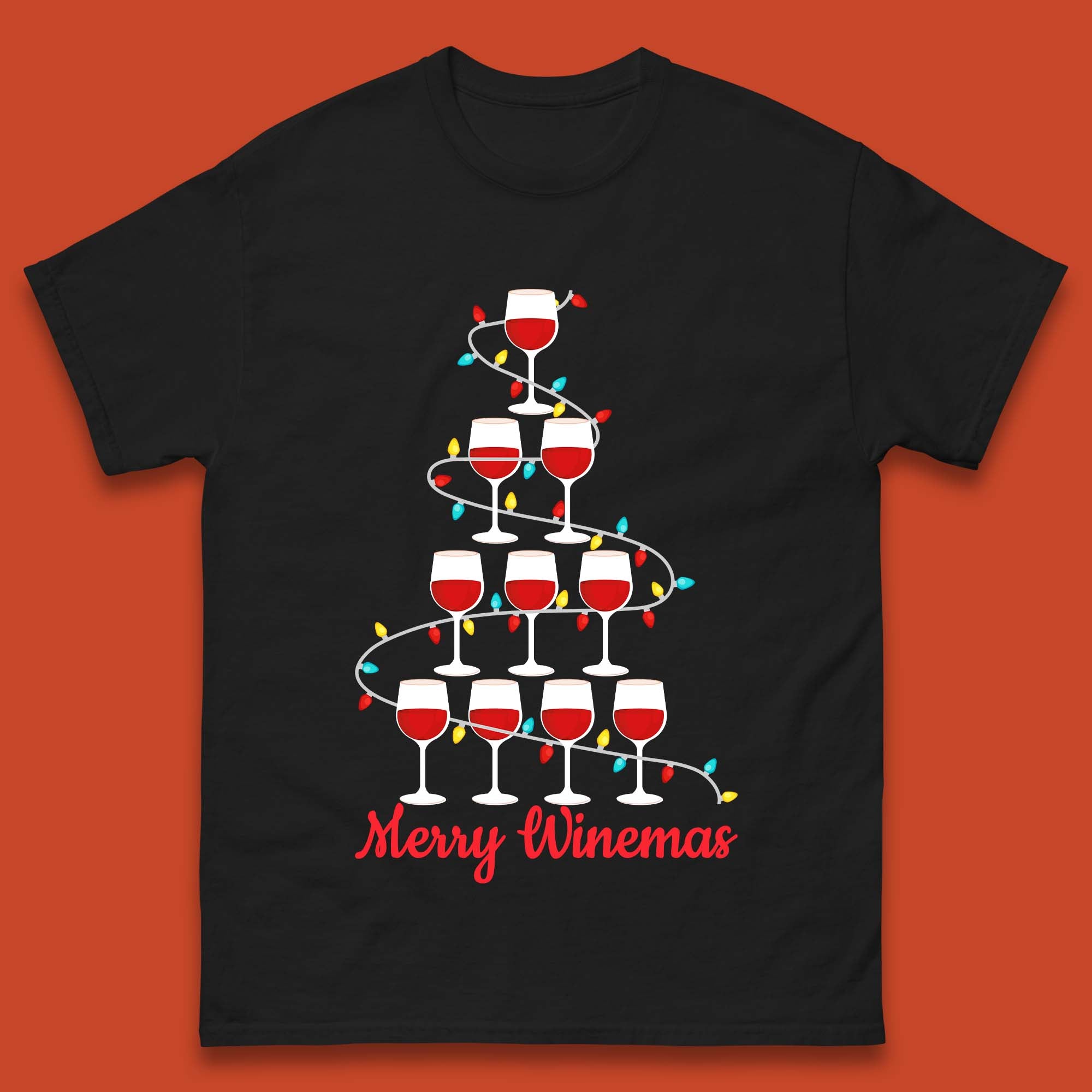 Merry Winemas Christmas Mens T-Shirt Womens Tops Tees S