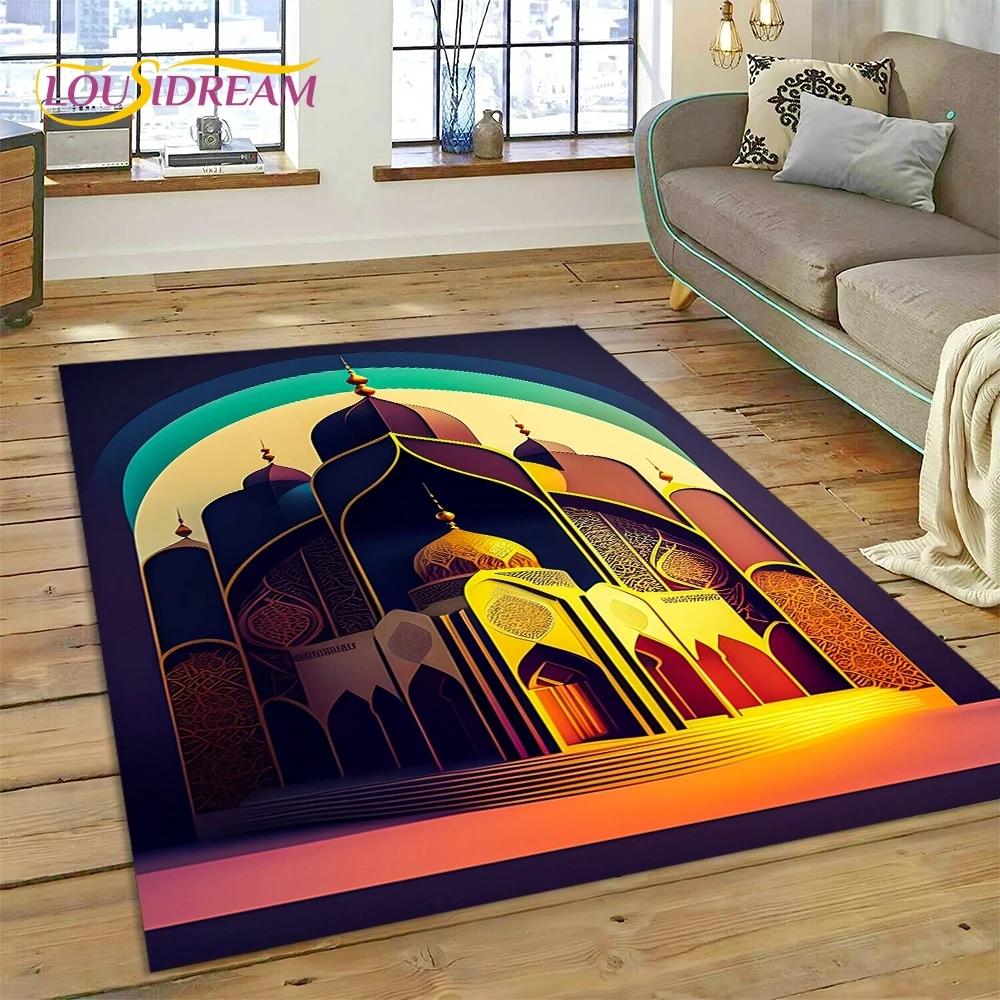 Tappetino in poliestere con mandala per preghiera musulmana islamica, ideale per soggiorno, camera da letto e decorazione per la casa, antiscivolo, perfetto come regalo per il divano.