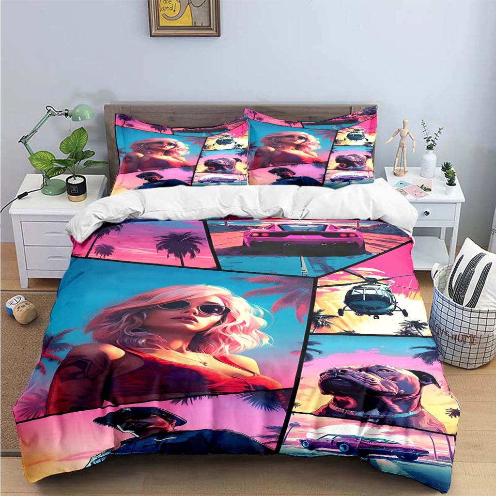 Fashion Classic Exciting Game G-GTA Print Bedding Sets Bed Supplies Set Duvet Cover Bed Comforter Set Bedding Set Luxury Gift