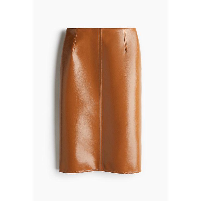 

Юбка HM Весна/Лето 2025 Женская Осенняя Новинка Прилегающего Прямого Силуэта Стройнящая с Покрытием Юбка-Карандаш 1285119 Brown 155/64(XS)