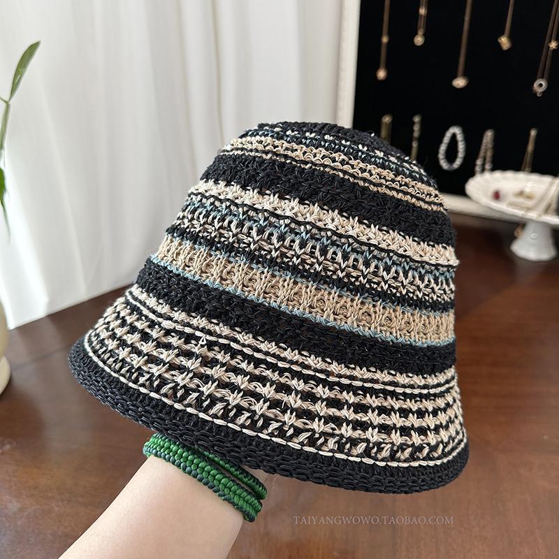Color Matching Fisherman Hat Children Spring and Summer Fashion Sunscreen Hat Hollow Bucket Hat Retro Basin Hat