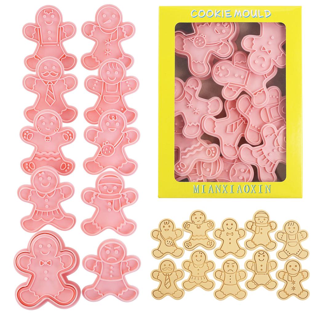 8Pcs Round Christmas Snowflake Cookie Cutter 10Pcs Gingerbread Man Cookie Cutter Perfect for Holiday and Christmas Baking 1