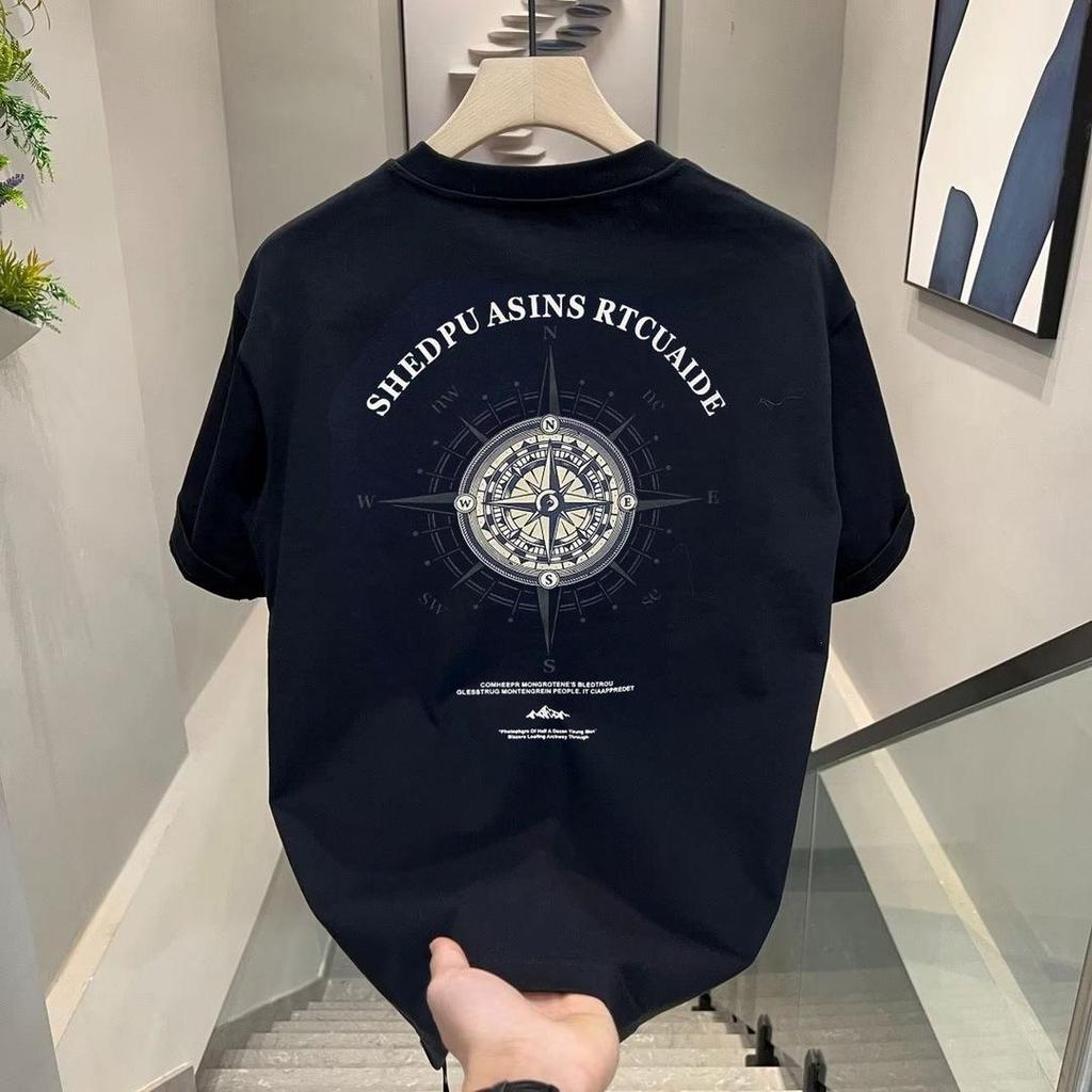 Men's High-End 2025 Summer Trendy Loose Round Neck Cotton T-Shirt