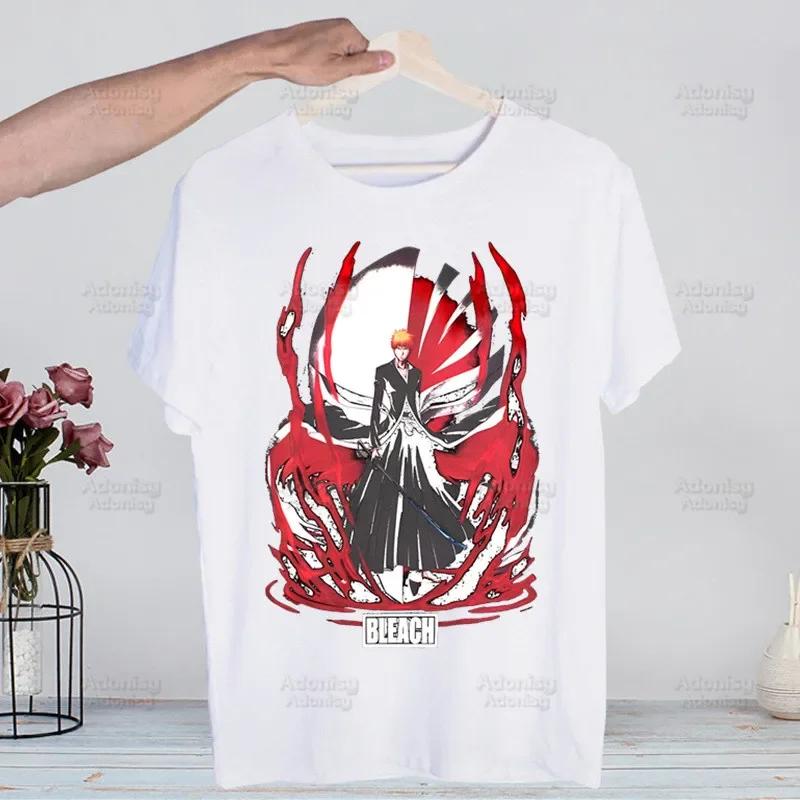 Bleach Kurosaki Ichigo Manga Anime Harajuku T-shirts Summer Men Hip Hop Funny Tshirt Streetwear t shirts Short Sleeve Tops