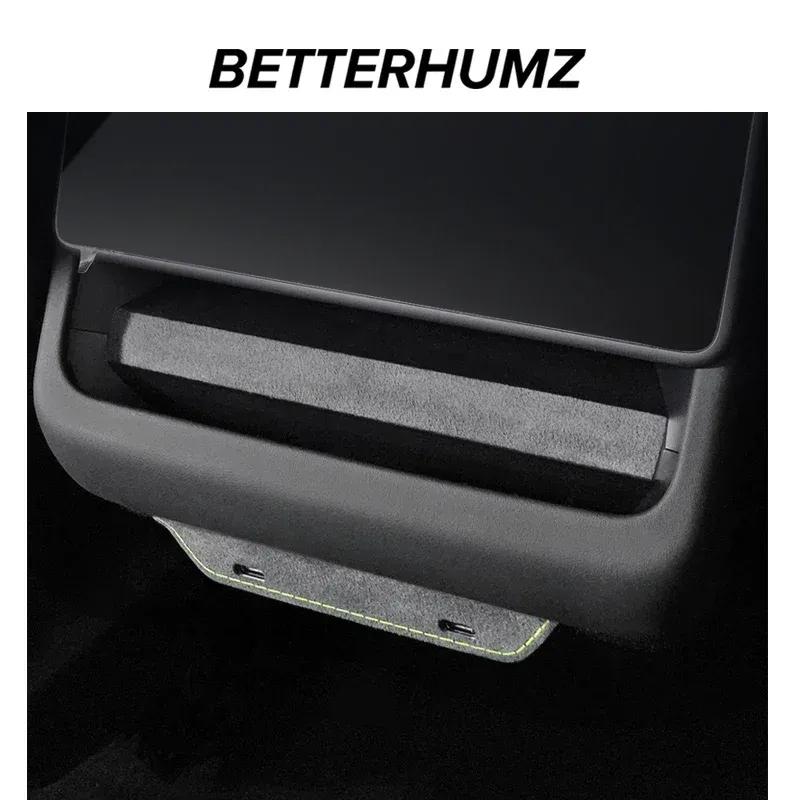 Betterhumz For Tesla Model 3 Highland 2024- Made of Alcantara Car Rear Air Vent Outlet Sticker Trim Decoration Strip Accessories