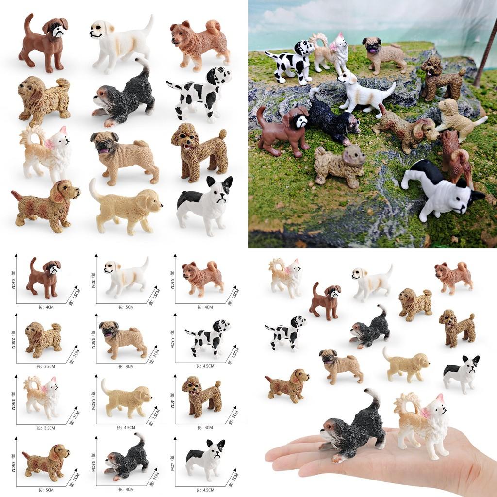 Cute Dalmatian Bulldog Dachshund Chihuahua Golden Retriever Model Ornament Set For Kids And Collectors