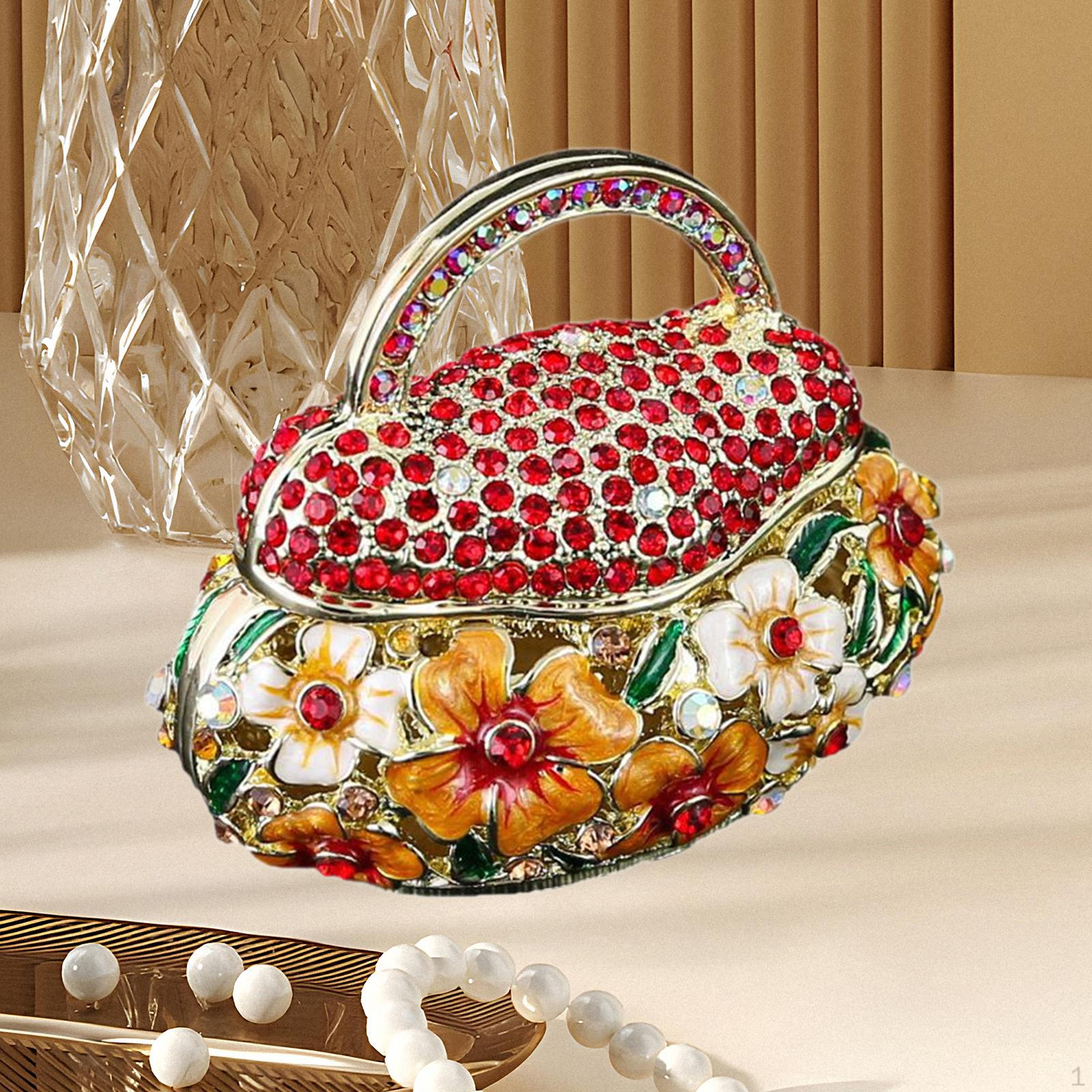 

Эмалированная шкатулка для безделушек, органайзер в форме сумки, украшение, креативный держатель колец красный