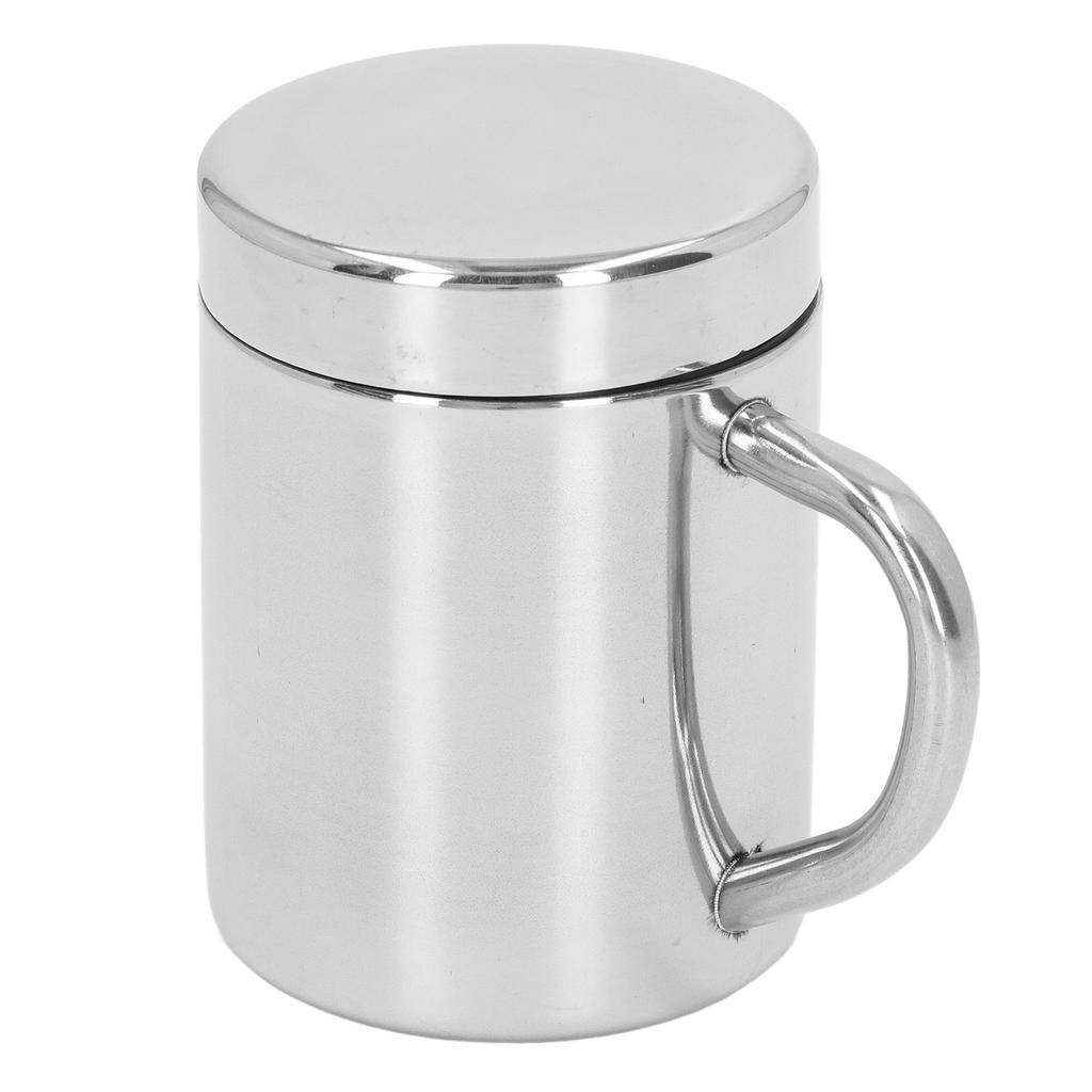 Stainless Steel Double Walled Mugs Shatterproof Warm Cold Use Tea Cups with Handle for Traveling Camping S 9.5x7cm
