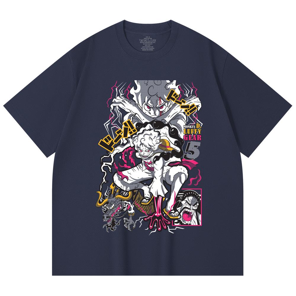 230 Gsm 100% Cotton One Piece V23 Luffy Gear Print Unisex Heavy Cotton T Shirt