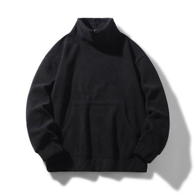 Sudadera con capucha, Color sólido, Ancho de hombros, Lana de cordero suelta, Chaqueta de forro polar, Sudadera gris para hombre