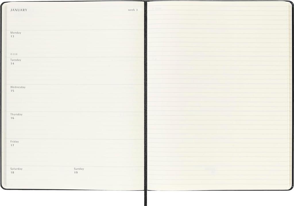 Moleskine Classic 12 Month 2025 Weekly Planner, Hard Cover, XL (7.5" x 9.75"), Black, 144 pages
