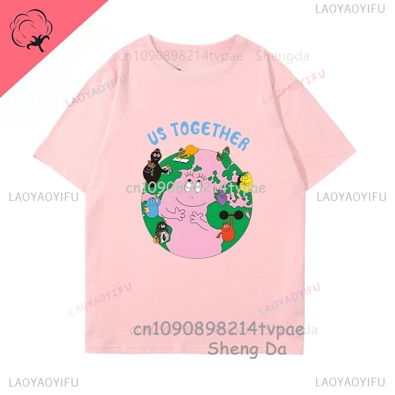 Children T Shirt Barbapapa Cartoon Clothes Boys Girls 100 Cotton Crewneck Casual Kawaii Cute Tee Camisa Printed Shirt
