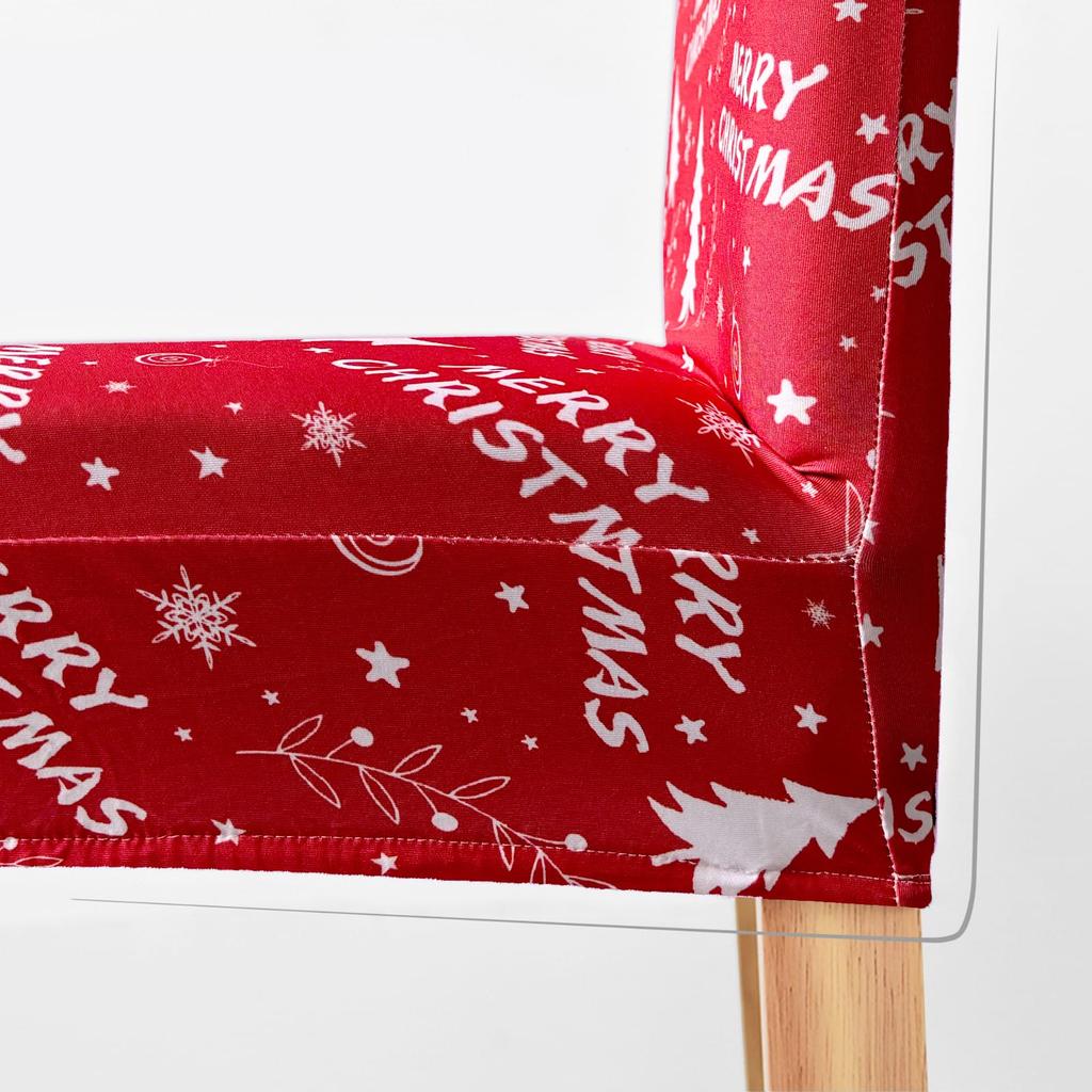 Red Christmas Chair Cover With Christmas Tree Pattern