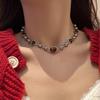 Vintage Maillard Y2K Pendant Necklaces for Women Punk Tiger Eye Stone Round Beads Tassel Necklace Clavicle Choker Jewelry Gifts