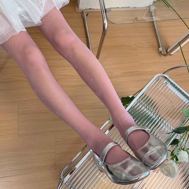 Sexy See Through Tight Pantyhose for Women-Lolita Floral Stockings High Elasticity Leggings Japanese Style Stockings Ins