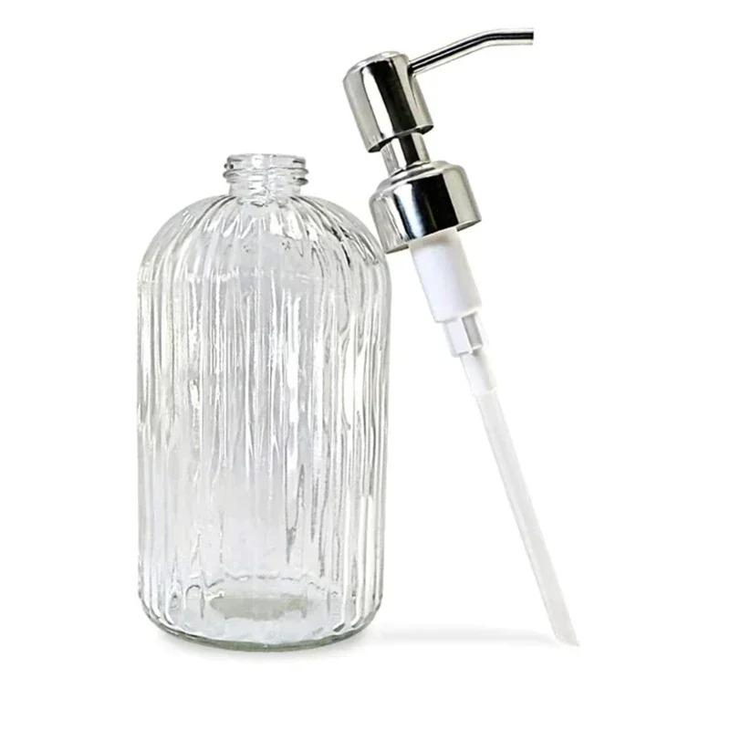 Transparent Glass Soap Dispenser, Suitable for Both Kitchen and Bathroom Use, Hand Sanitizer, Shower Gel, Shampoo Bottle, Reusab